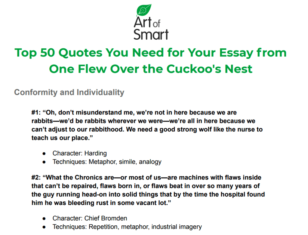 One Flew Over the Cuckoo's Nest Preview Quotes