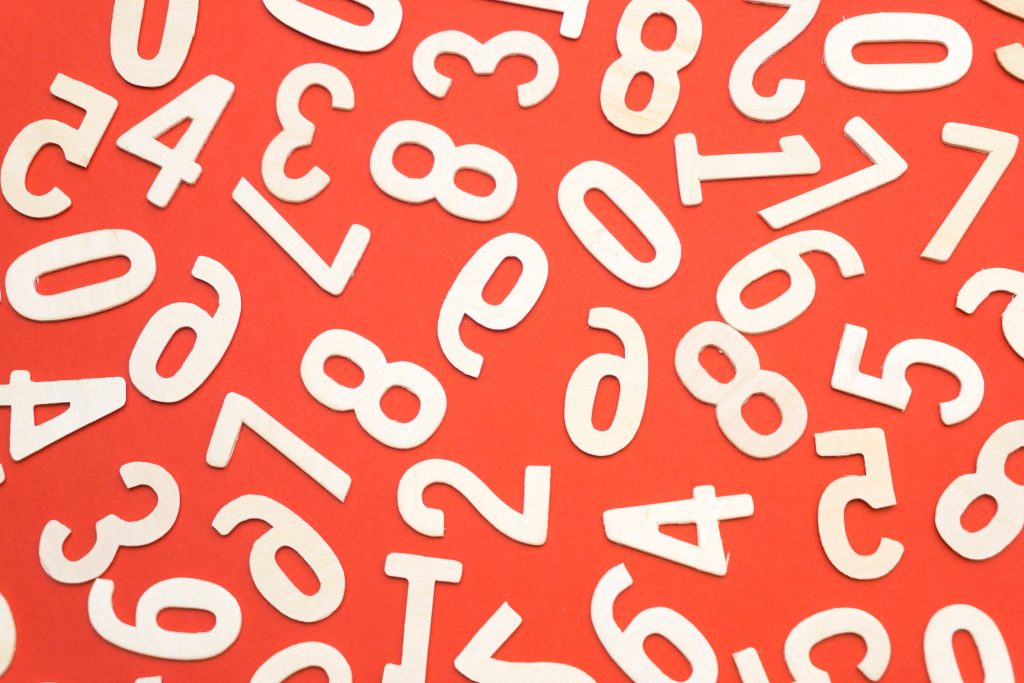 Numbers with a red background