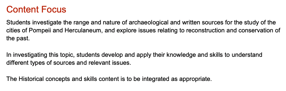 Content Focus of Pompeii and Herculaneum