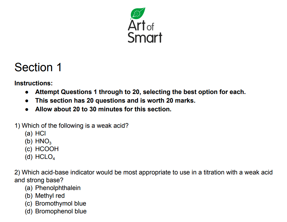 QCE化学实践考试预习