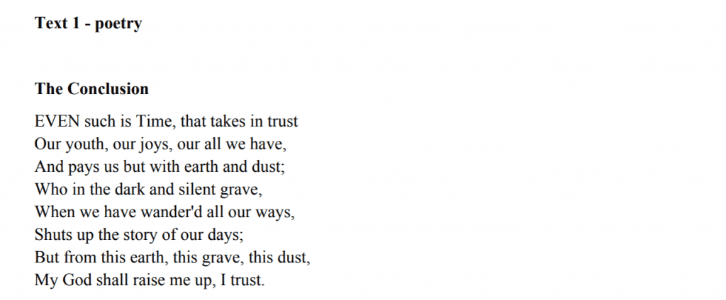 HSC English Unseen Texts Paper 1 - Poetry