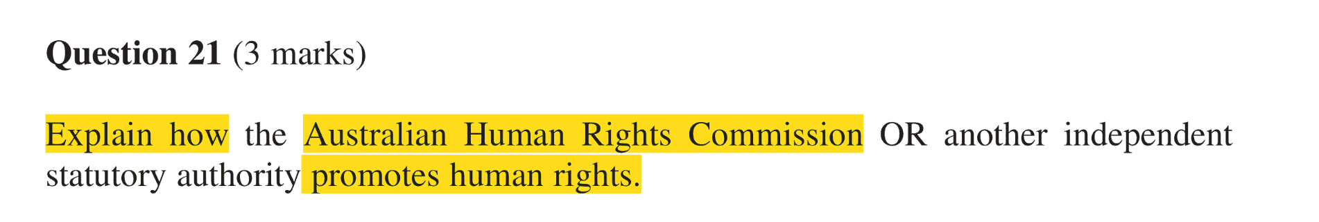 HSC Legal Studies Short Answer Question