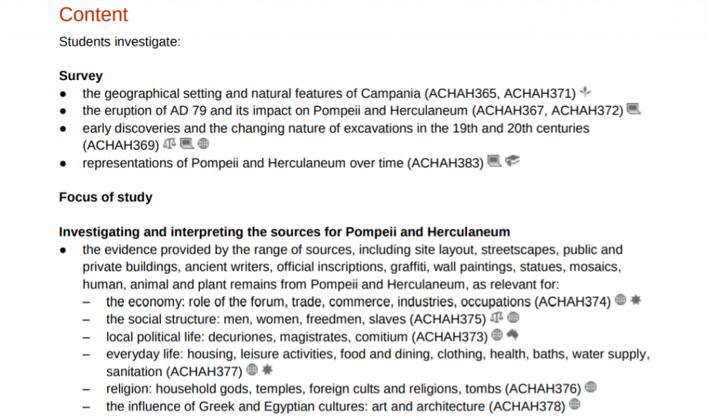 HSC古代历史记录 - 教学大纲