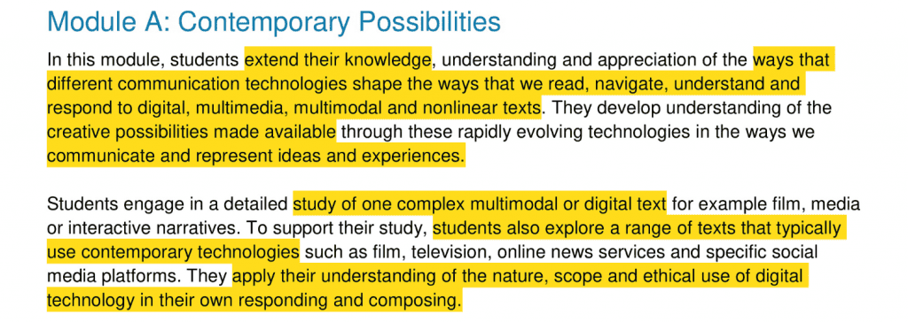 Year 11 Standard English Module A Syllabus