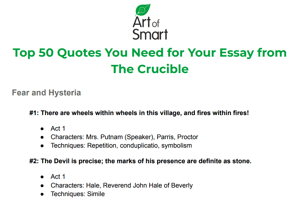 Preview of Quotes from the Crucible